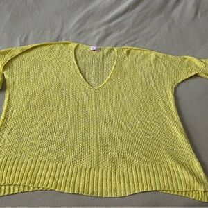 V-Neck Pink Lily Yellow Sweater